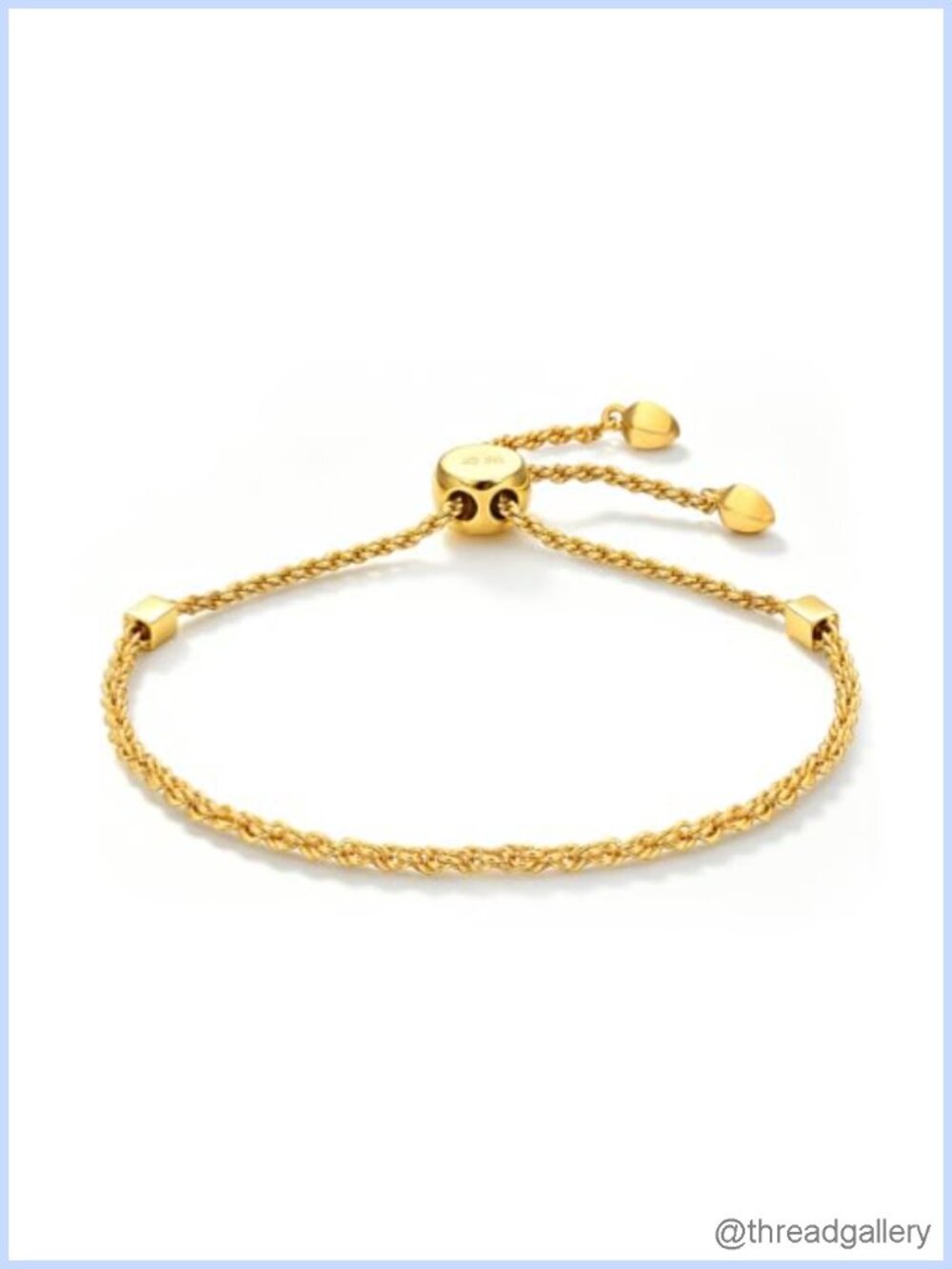 14K Gold Filled Rope Chain Bracelet Adjustable 2mm Twist Link